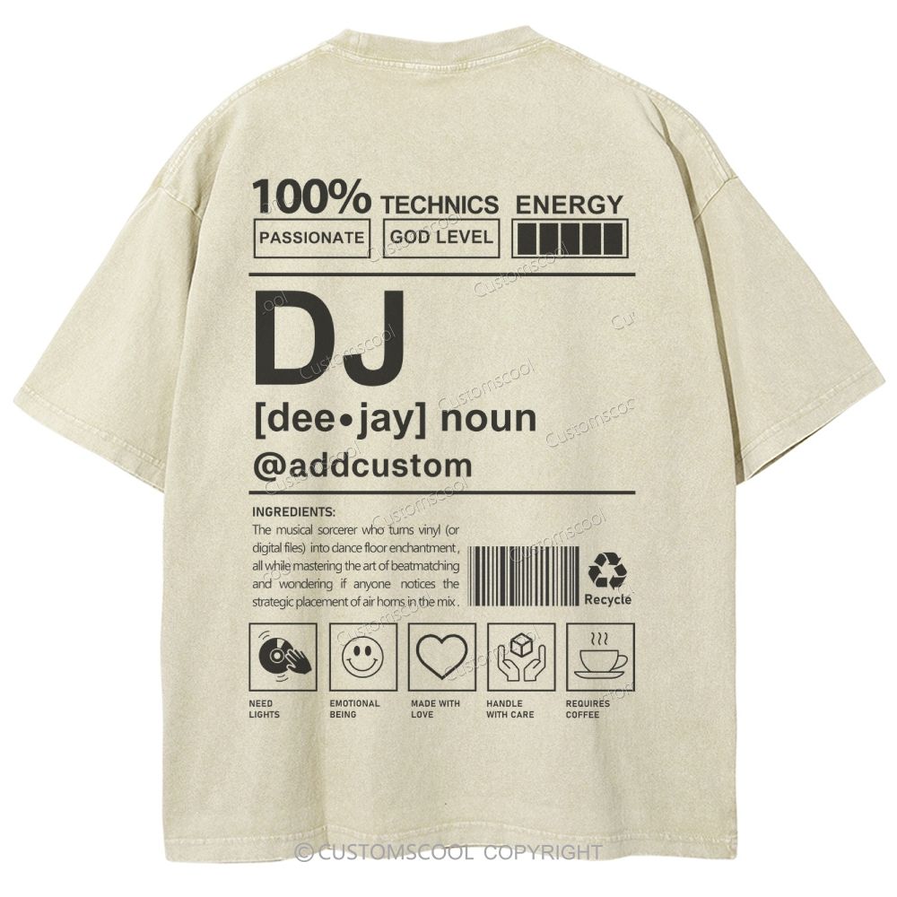 DJ Addcustom Unisex Fit Washed T-Shirt Customscool