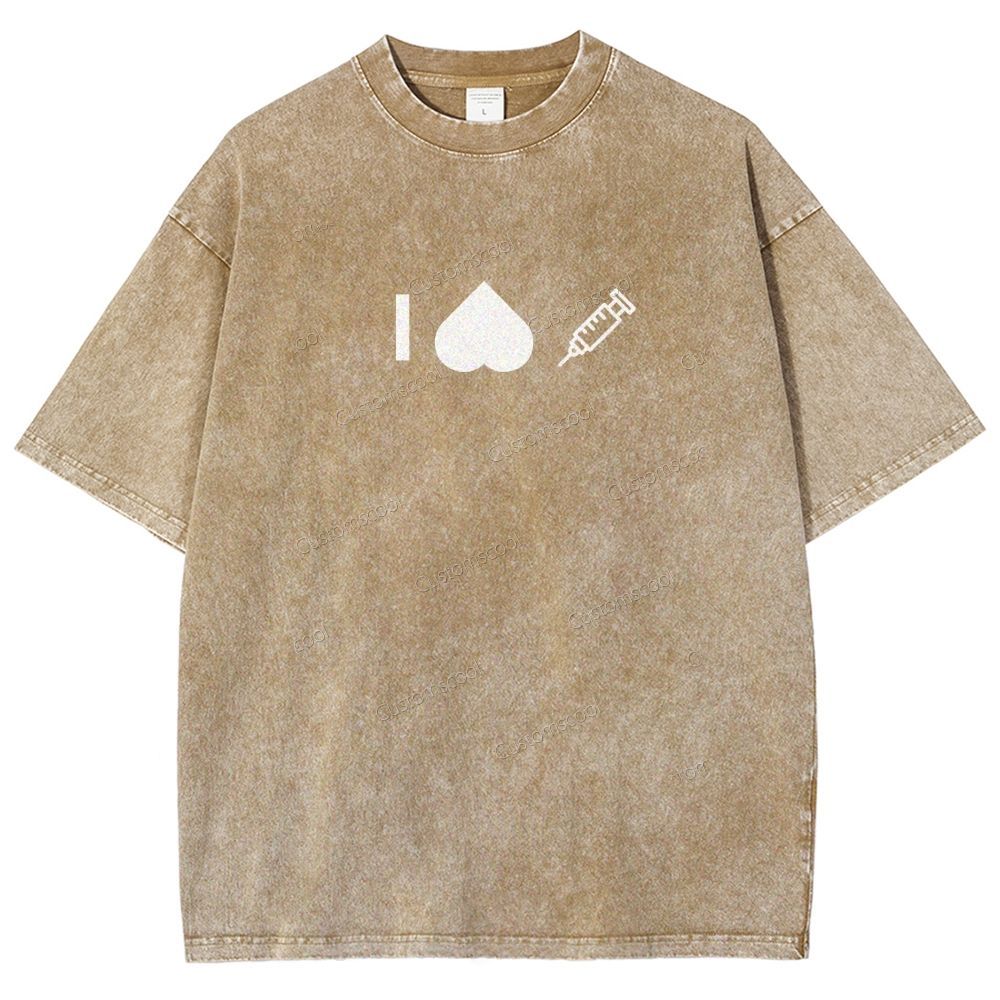 Customizable Icon "I HATE Syringes" Unisex Fit Washed T-Shirt Customscool