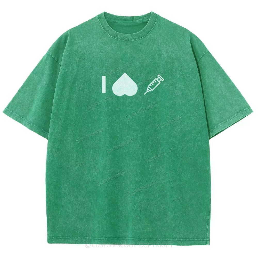 Customizable Icon "I HATE Syringes" Unisex Fit Washed T-Shirt Customscool