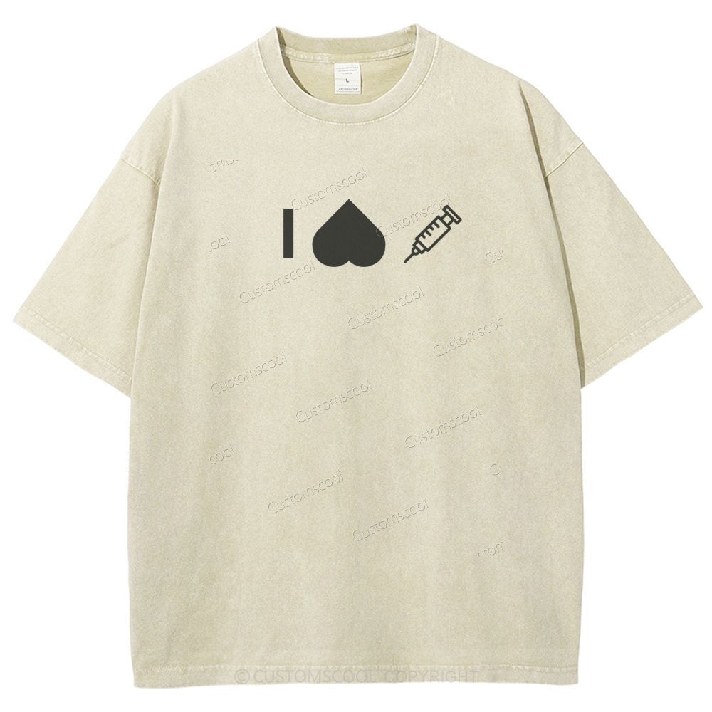 Customizable Icon "I HATE Syringes" Unisex Fit Washed T-Shirt