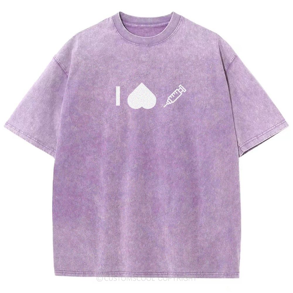 Customizable Icon "I HATE Syringes" Unisex Fit Washed T-Shirt Customscool