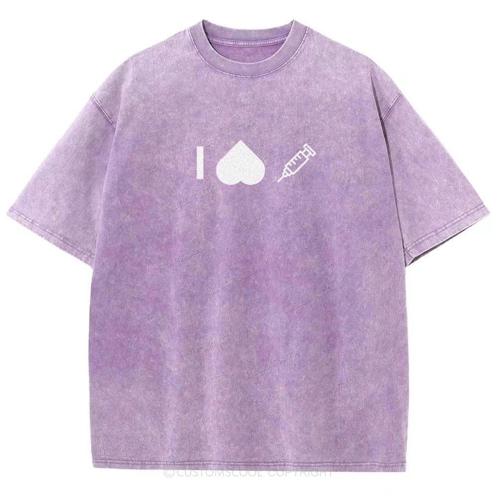 Customizable Icon "I HATE Syringes" Unisex Fit Washed T-Shirt Customscool