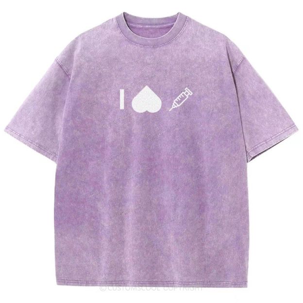 Customizable Icon "I HATE Syringes" Unisex Fit Washed T-Shirt Customscool