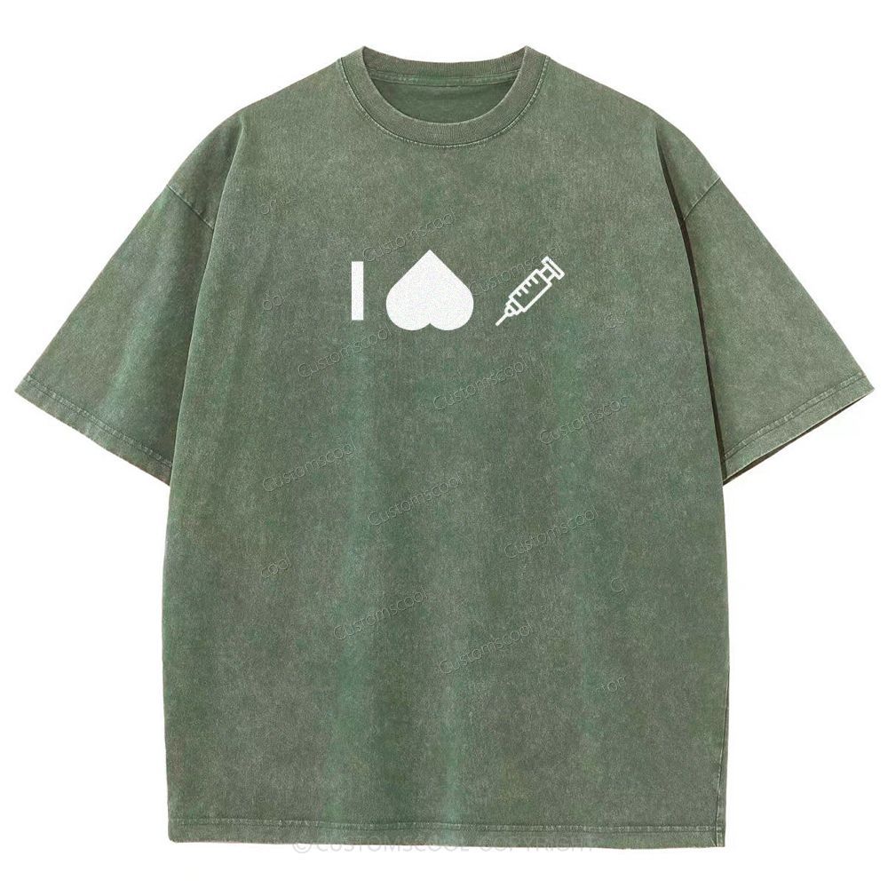 Customizable Icon "I HATE Syringes" Unisex Fit Washed T-Shirt Customscool