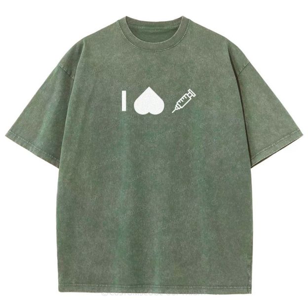Customizable Icon "I HATE Syringes" Unisex Fit Washed T-Shirt Customscool