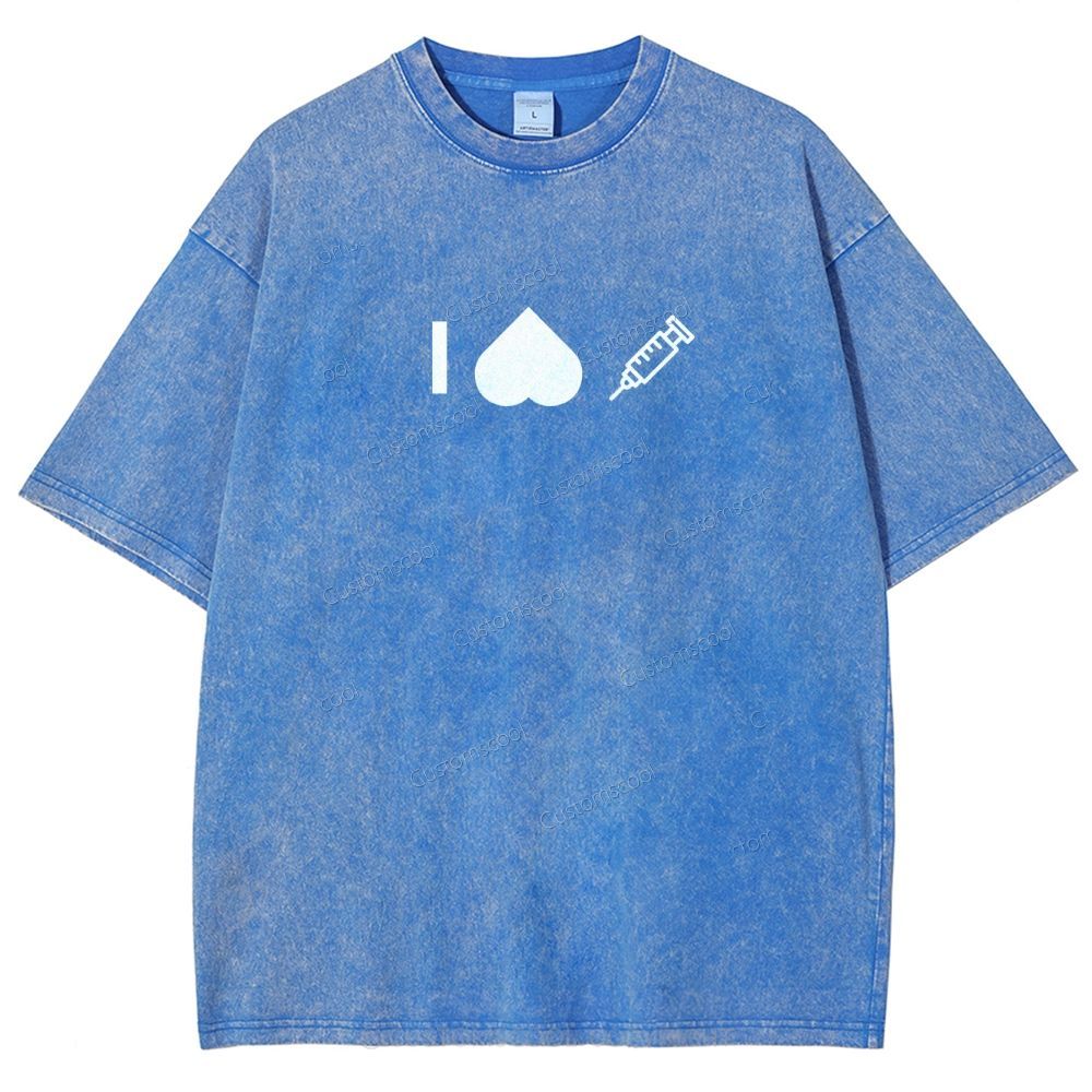 Customizable Icon "I HATE Syringes" Unisex Fit Washed T-Shirt Customscool