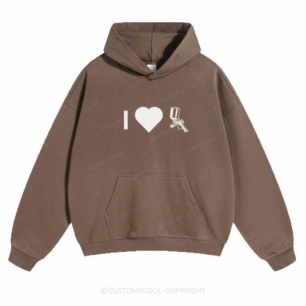 Customizable Icon "I LOVE Spray Gun" Solid Color Hoodie Customscool