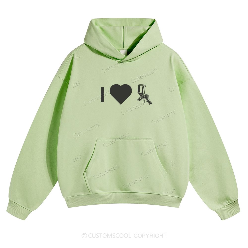 Customizable Icon "I LOVE Spray Gun" Solid Color Hoodie Customscool