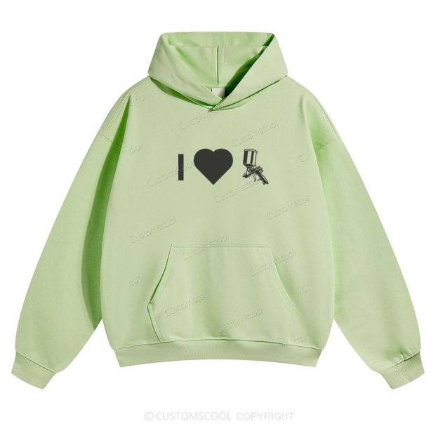 Customizable Icon "I LOVE Spray Gun" Solid Color Hoodie Customscool