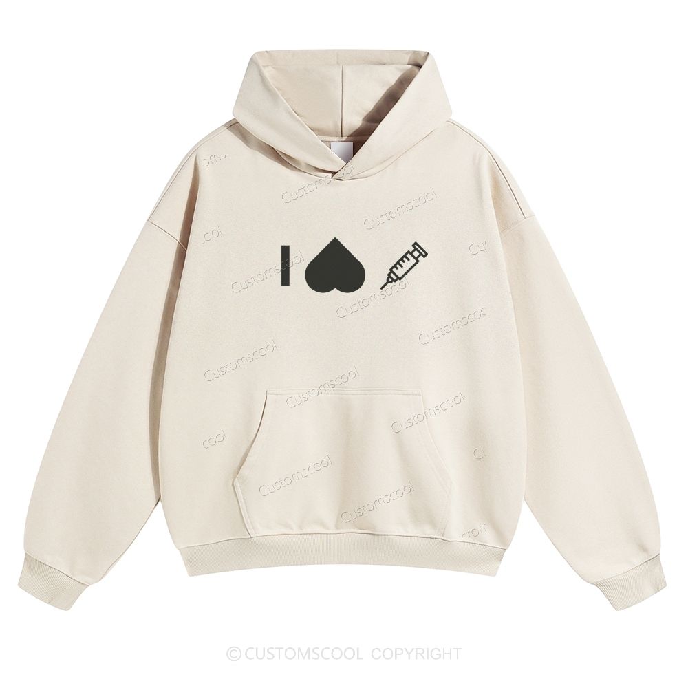 Customizable Icon "I HATE Syringes" Solid Color Hoodie Customscool