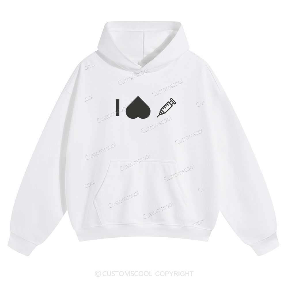 Customizable Icon "I HATE Syringes" Solid Color Hoodie Customscool