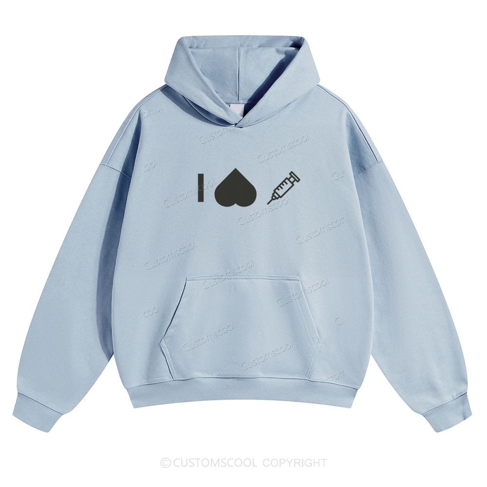Customizable Icon "I HATE Syringes" Solid Color Hoodie Customscool