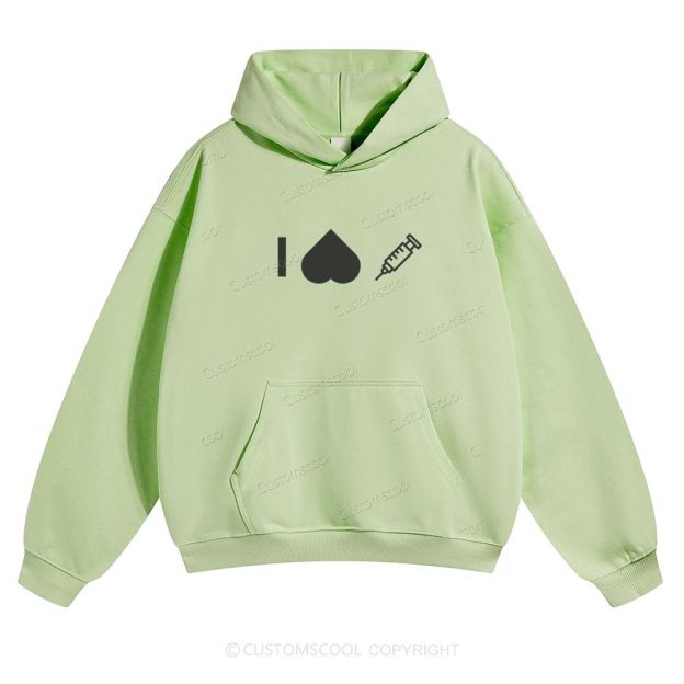 Customizable Icon "I HATE Syringes" Solid Color Hoodie Customscool