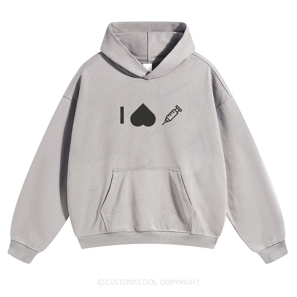 Customizable Icon "I HATE Syringes" Solid Color Hoodie Customscool