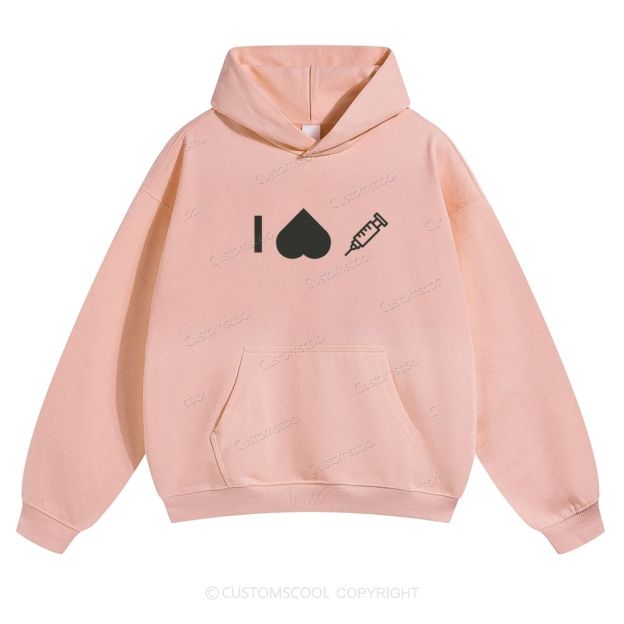 Customizable Icon "I HATE Syringes" Solid Color Hoodie Customscool