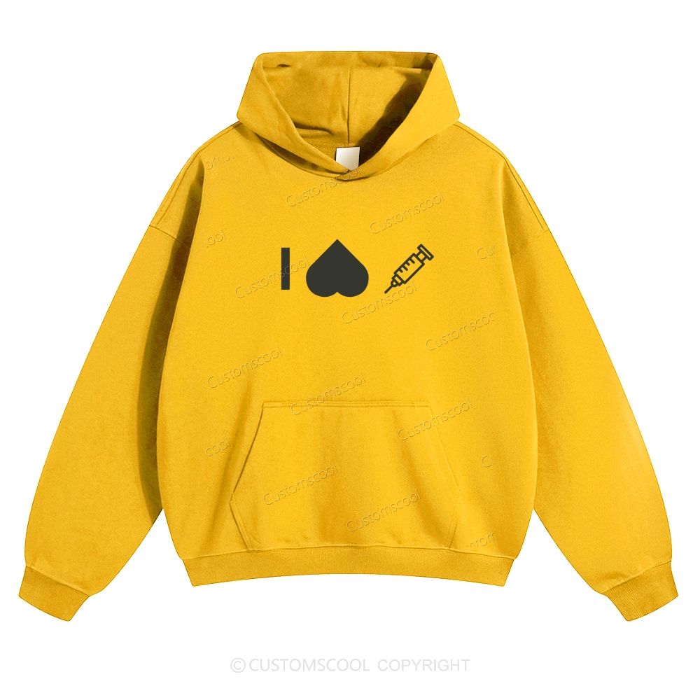 Customizable Icon "I HATE Syringes" Solid Color Hoodie Customscool