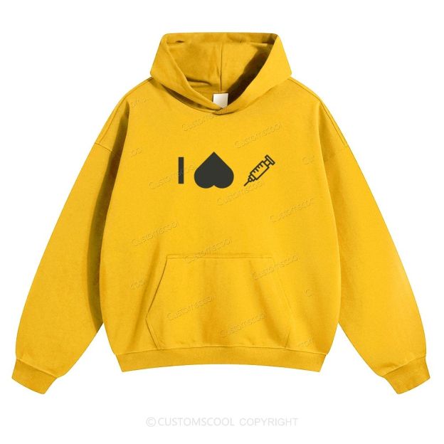 Customizable Icon "I HATE Syringes" Solid Color Hoodie Customscool