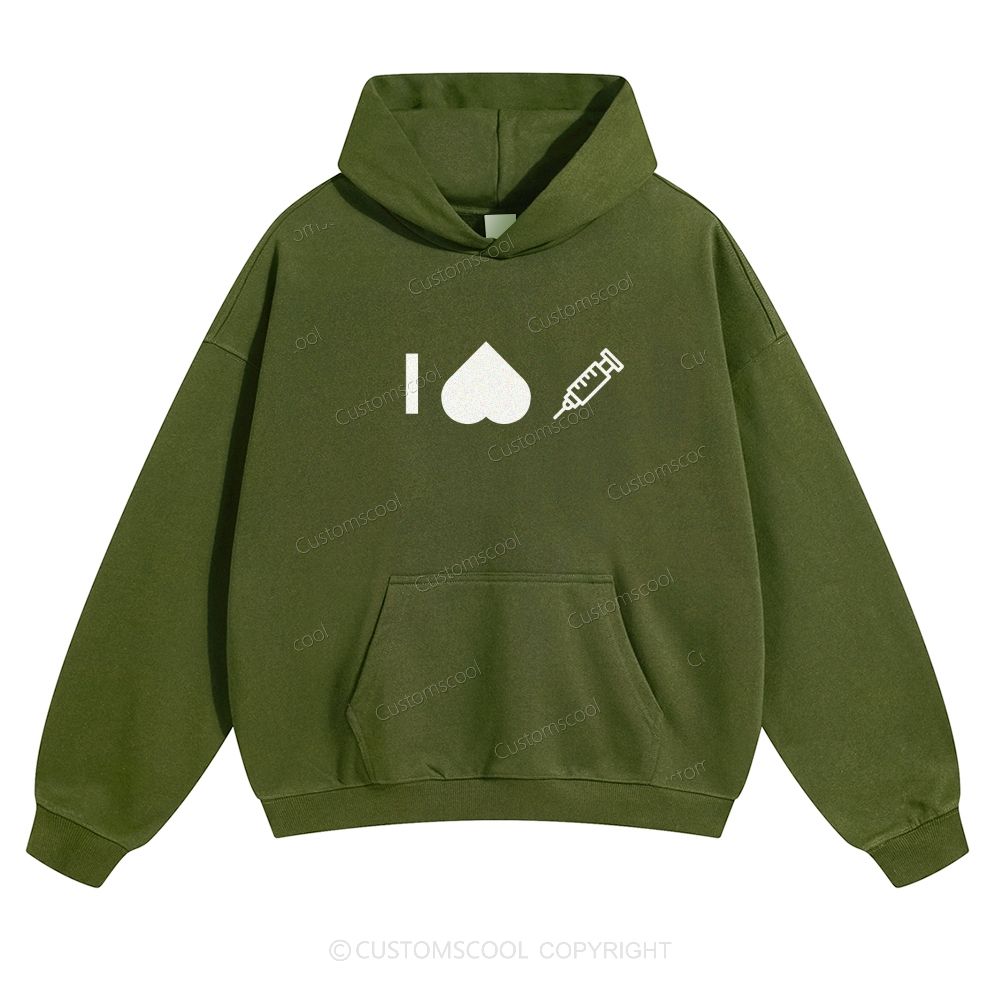 Customizable Icon "I HATE Syringes" Solid Color Hoodie Customscool