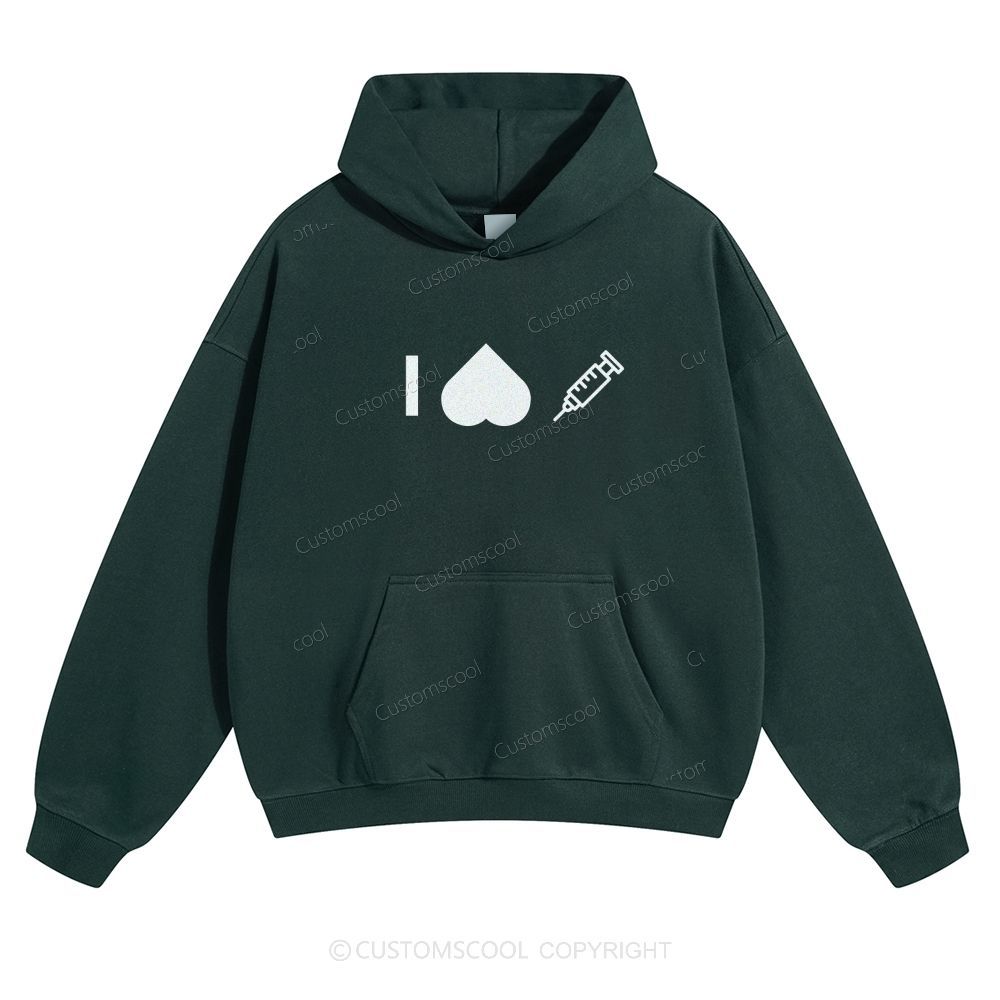 Customizable Icon "I HATE Syringes" Solid Color Hoodie Customscool