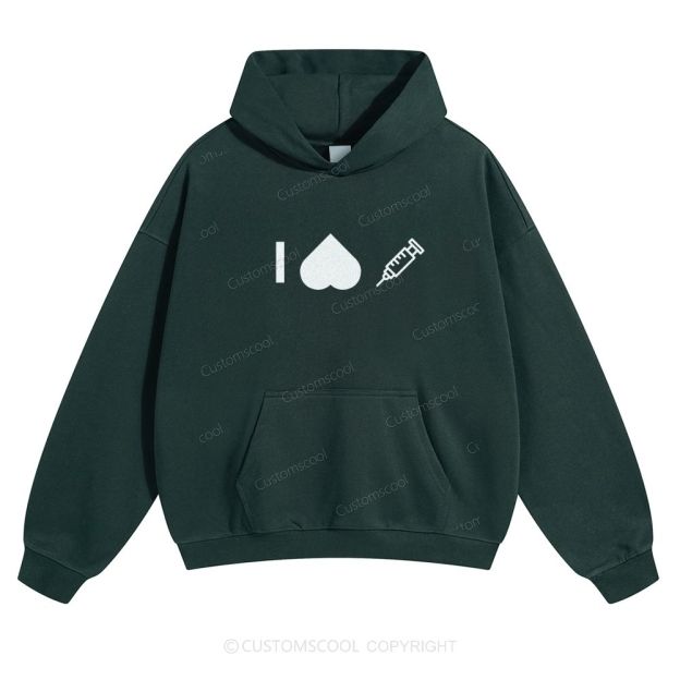 Customizable Icon "I HATE Syringes" Solid Color Hoodie Customscool