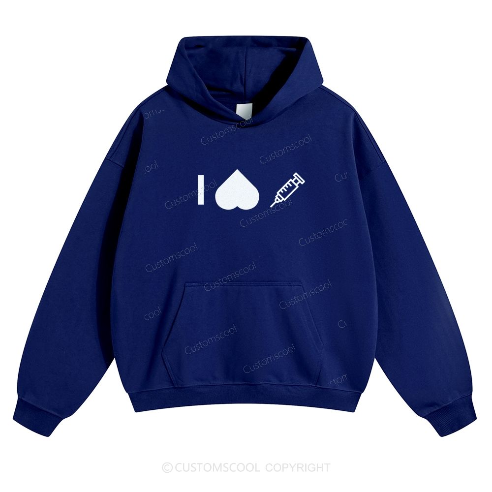 Customizable Icon "I HATE Syringes" Solid Color Hoodie Customscool