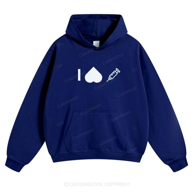 Customizable Icon "I HATE Syringes" Solid Color Hoodie Customscool