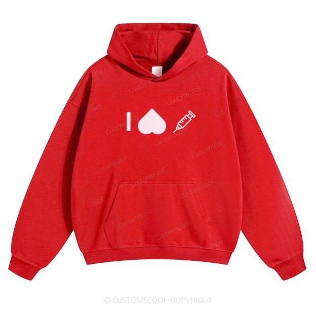 Customizable Icon "I HATE Syringes" Solid Color Hoodie Customscool