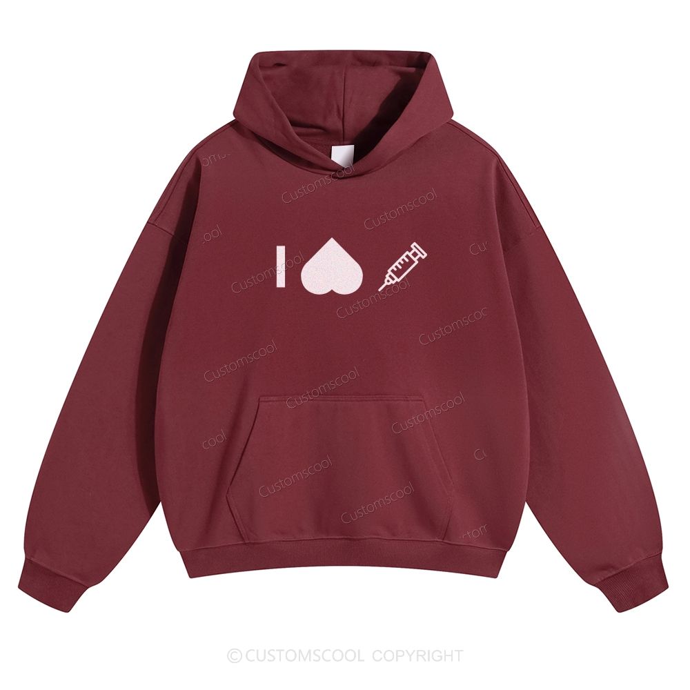 Customizable Icon "I HATE Syringes" Solid Color Hoodie Customscool