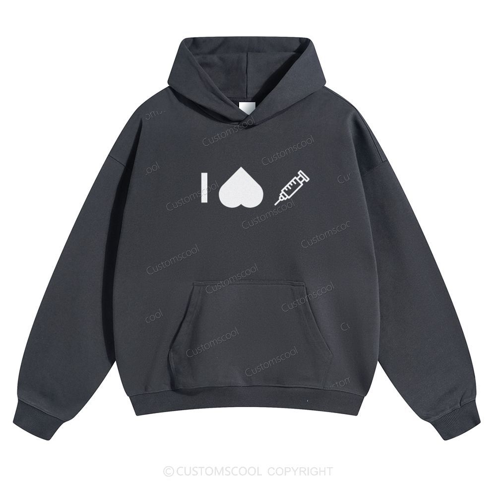 Customizable Icon "I HATE Syringes" Solid Color Hoodie Customscool