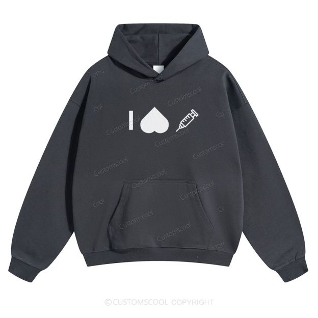 Customizable Icon "I HATE Syringes" Solid Color Hoodie Customscool