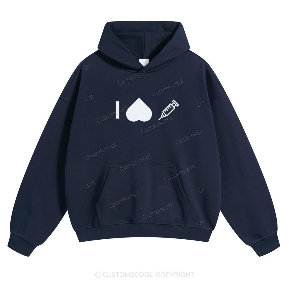Customizable Icon "I HATE Syringes" Solid Color Hoodie Customscool
