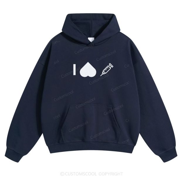Customizable Icon "I HATE Syringes" Solid Color Hoodie Customscool