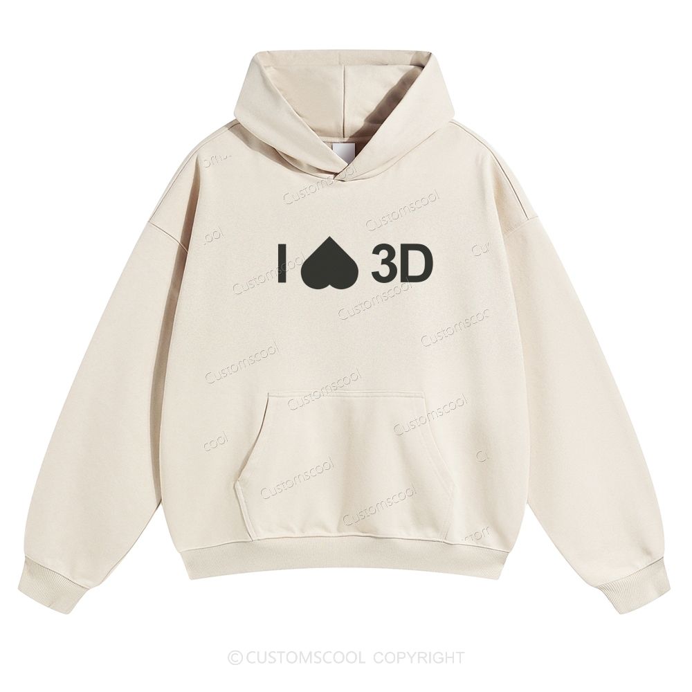 Customizable Text "I HATE 3D" Solid Color Hoodie Customscool