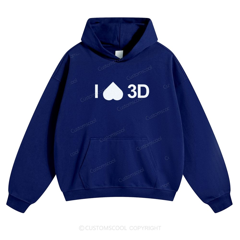 Customizable Text "I HATE 3D" Solid Color Hoodie Customscool