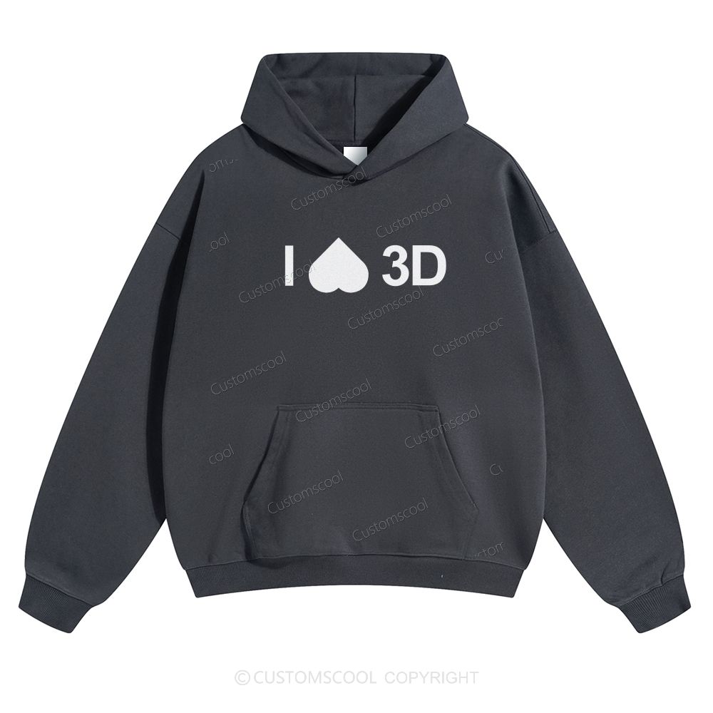 Customizable Text "I HATE 3D" Solid Color Hoodie Customscool