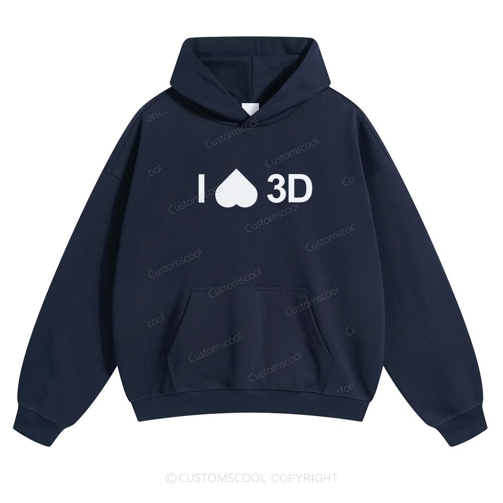 Customizable Text "I HATE 3D" Solid Color Hoodie Customscool