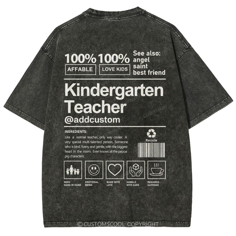 Kindergarten Teacher Addcustom Unisex Fit Washed T-Shirt Customscool