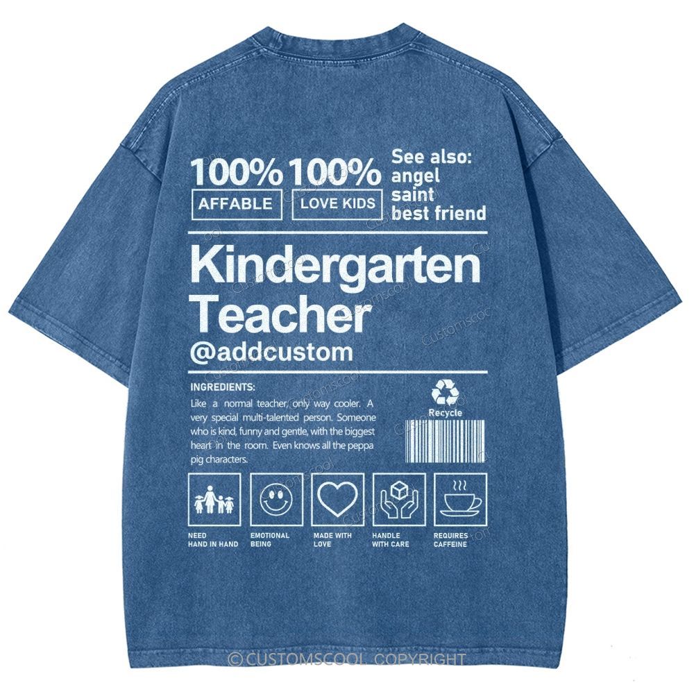 Kindergarten Teacher Addcustom Unisex Fit Washed T-Shirt Customscool