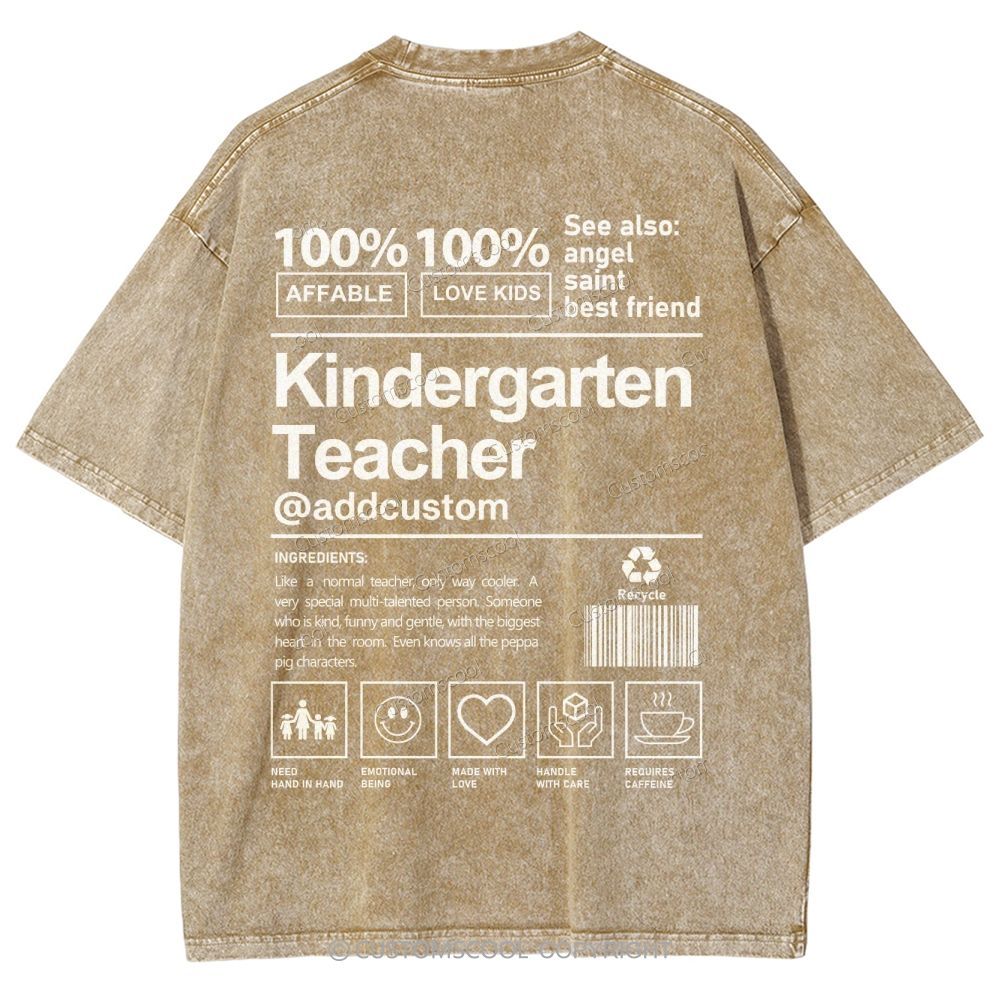 Kindergarten Teacher Addcustom Unisex Fit Washed T-Shirt Customscool