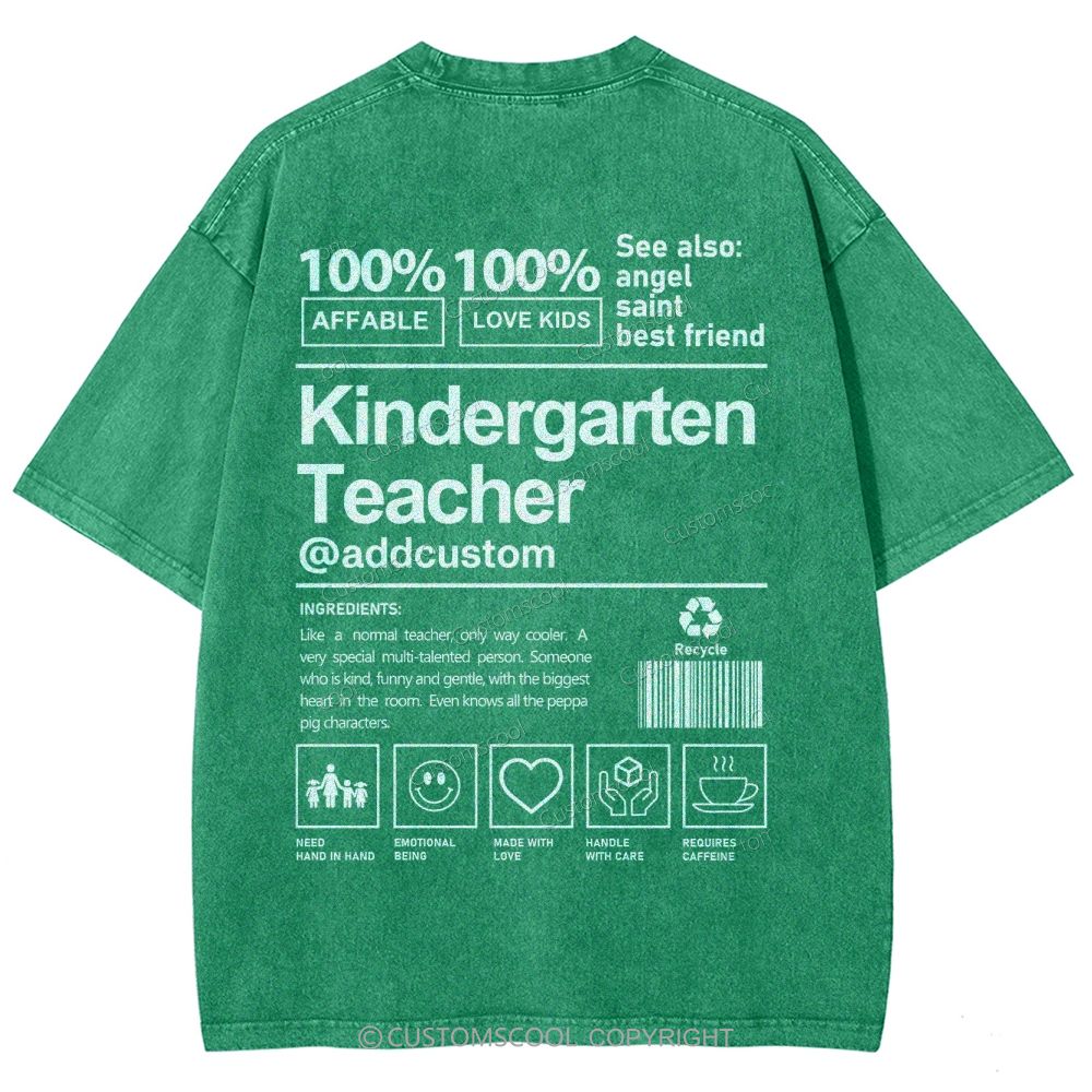 Kindergarten Teacher Addcustom Unisex Fit Washed T-Shirt Customscool