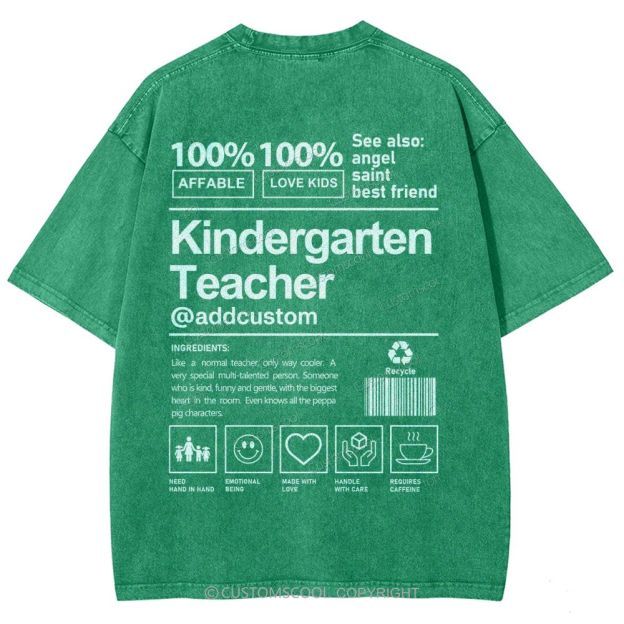Kindergarten Teacher Addcustom Unisex Fit Washed T-Shirt Customscool