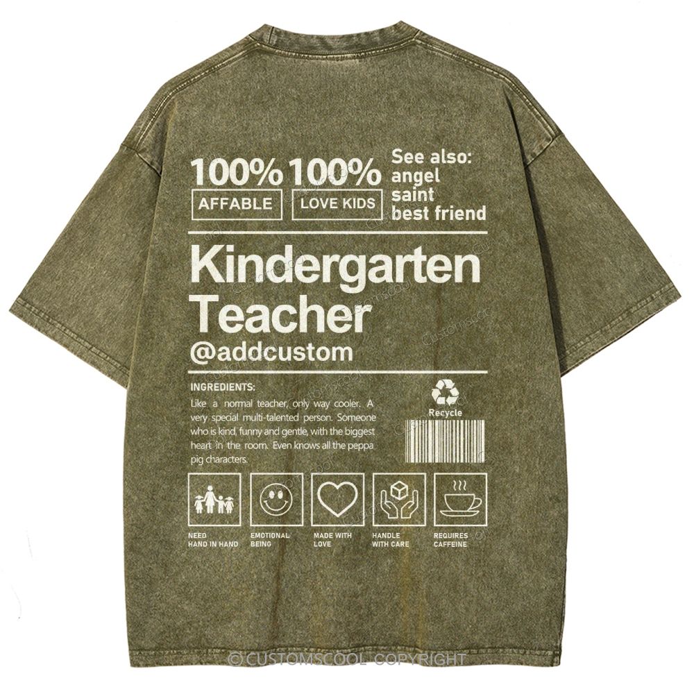 Kindergarten Teacher Addcustom Unisex Fit Washed T-Shirt Customscool