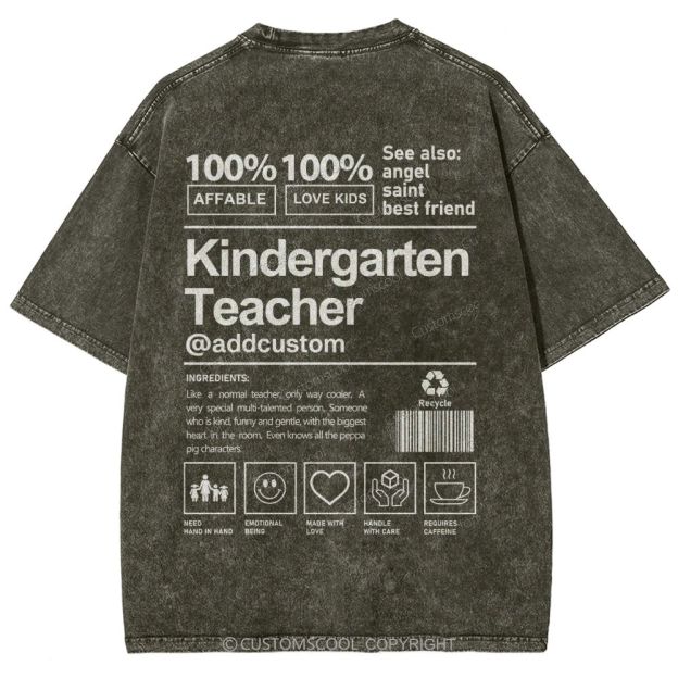 Kindergarten Teacher Addcustom Unisex Fit Washed T-Shirt Customscool