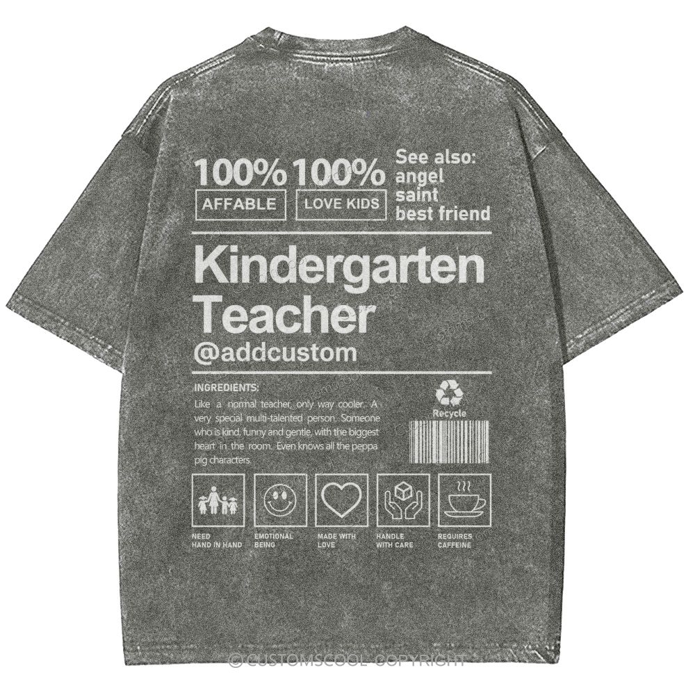 Kindergarten Teacher Addcustom Unisex Fit Washed T-Shirt Customscool