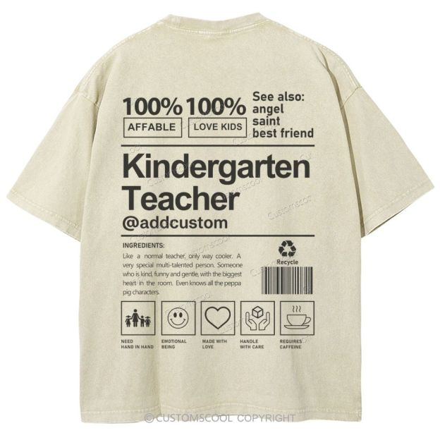 Kindergarten Teacher Addcustom Unisex Fit Washed T-Shirt Customscool
