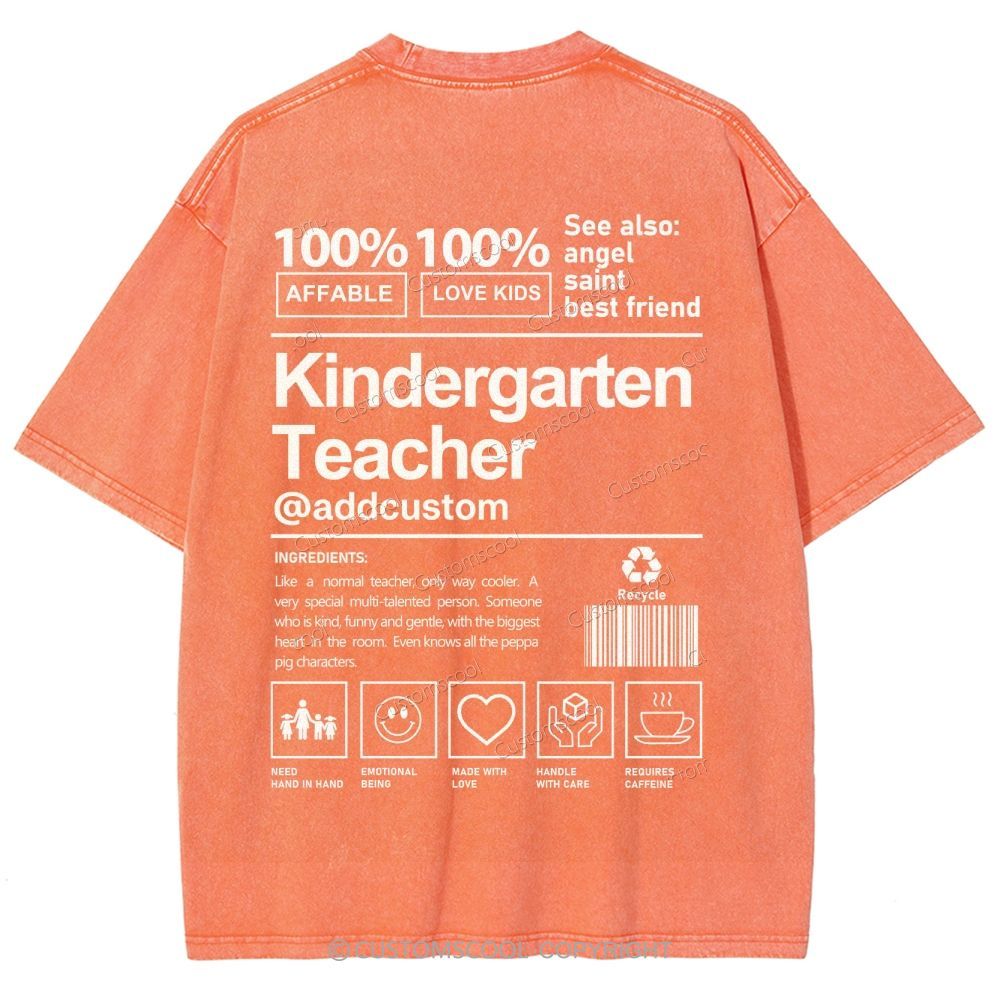 Kindergarten Teacher Addcustom Unisex Fit Washed T-Shirt Customscool