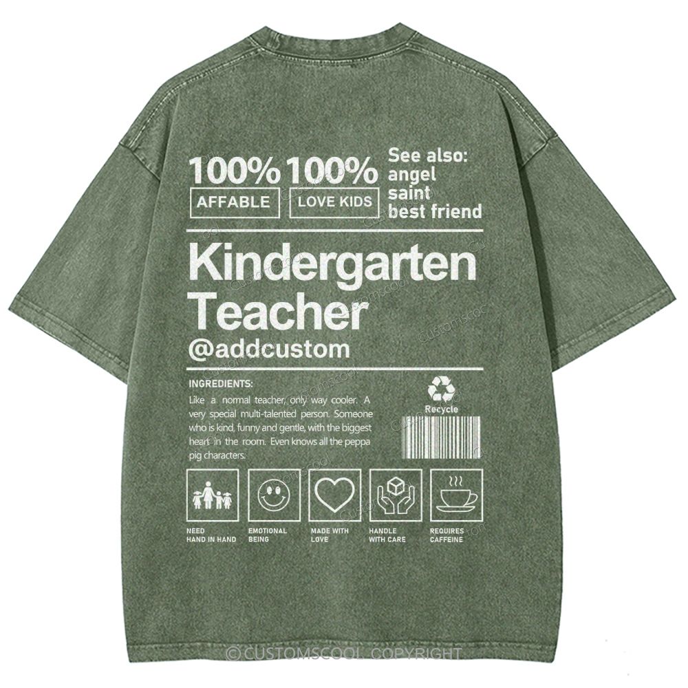 Kindergarten Teacher Addcustom Unisex Fit Washed T-Shirt Customscool