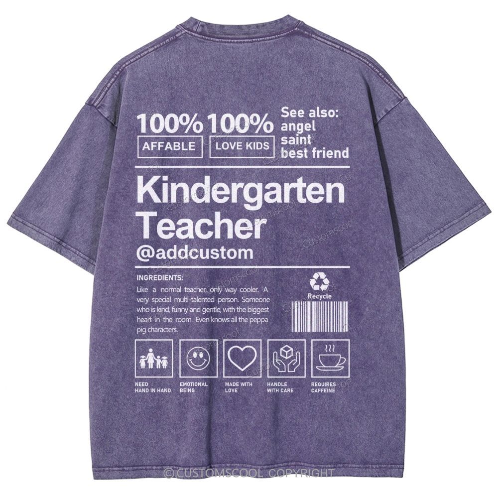 Kindergarten Teacher Addcustom Unisex Fit Washed T-Shirt Customscool