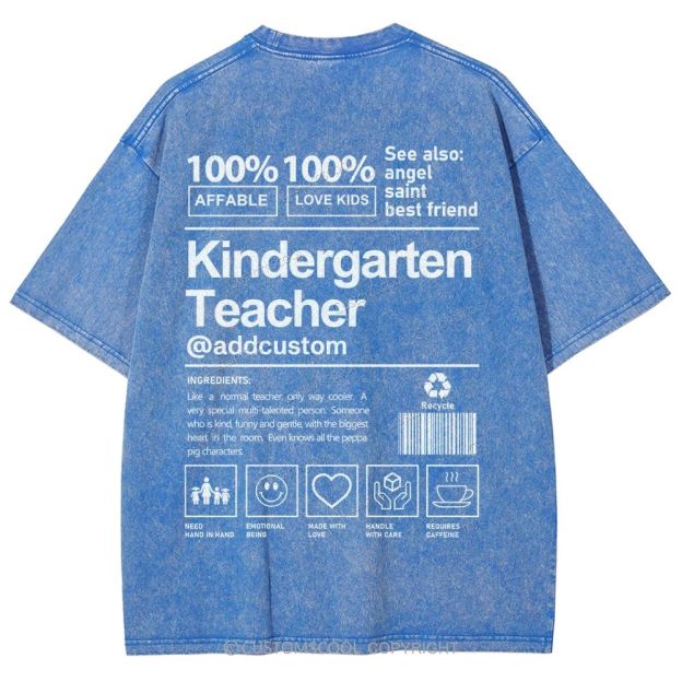 Kindergarten Teacher Addcustom Unisex Fit Washed T-Shirt Customscool