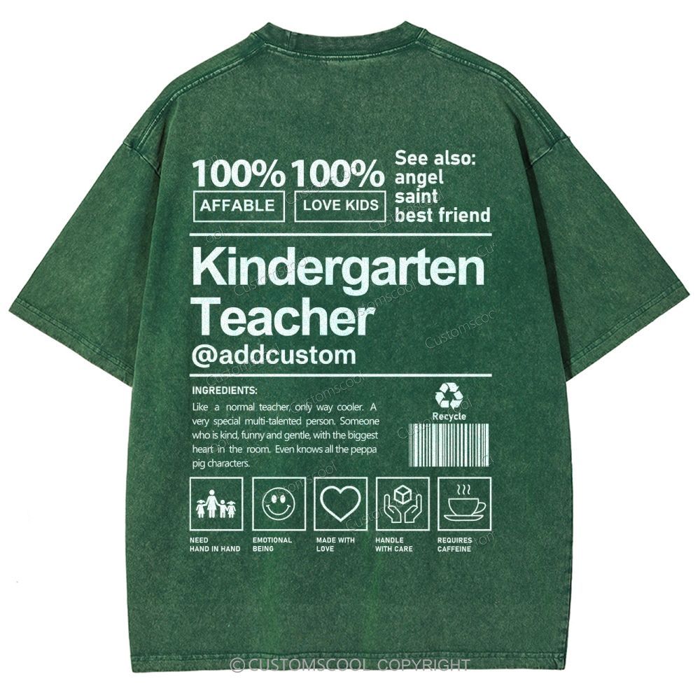 Kindergarten Teacher Addcustom Unisex Fit Washed T-Shirt Customscool